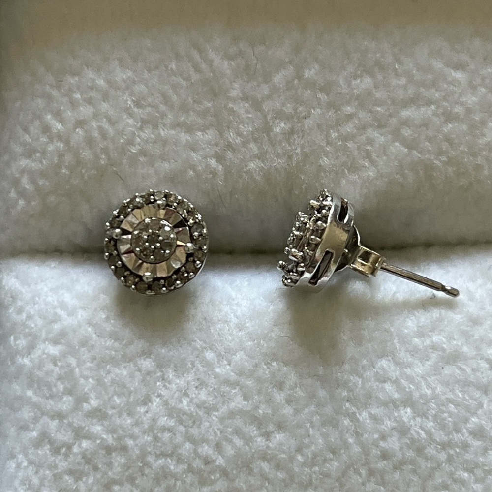 sterling silver diamond earrings - Picture 4 of 4